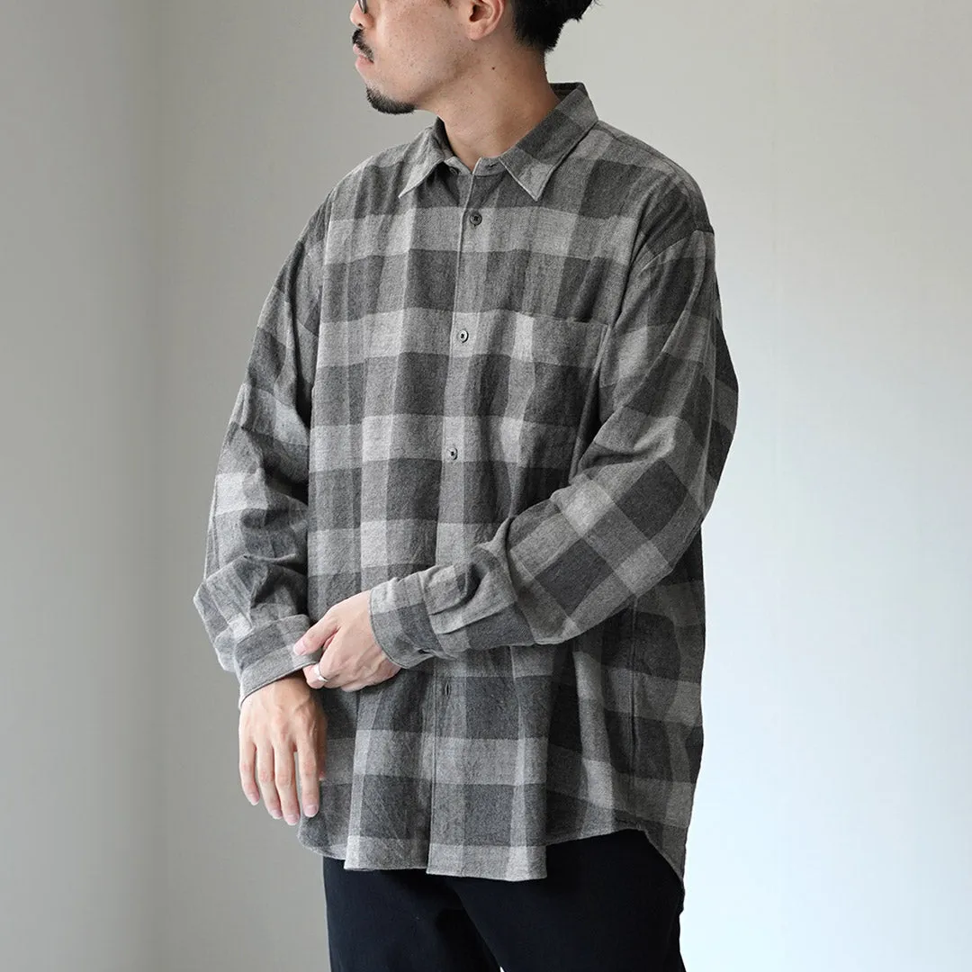 High Density Weave FUJITO / Cotton/Yak Block Plaid Big Size Shirt