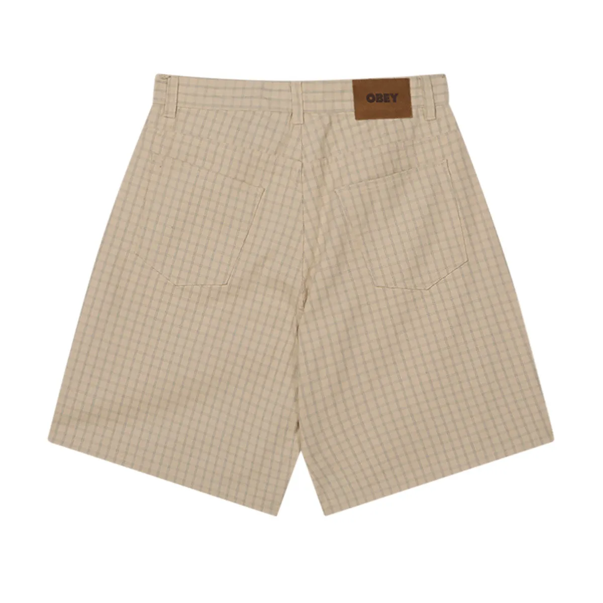 low - rise Reinforced Stress Points Obey Plaid Baggy Denim Shorts - Pelican Multi