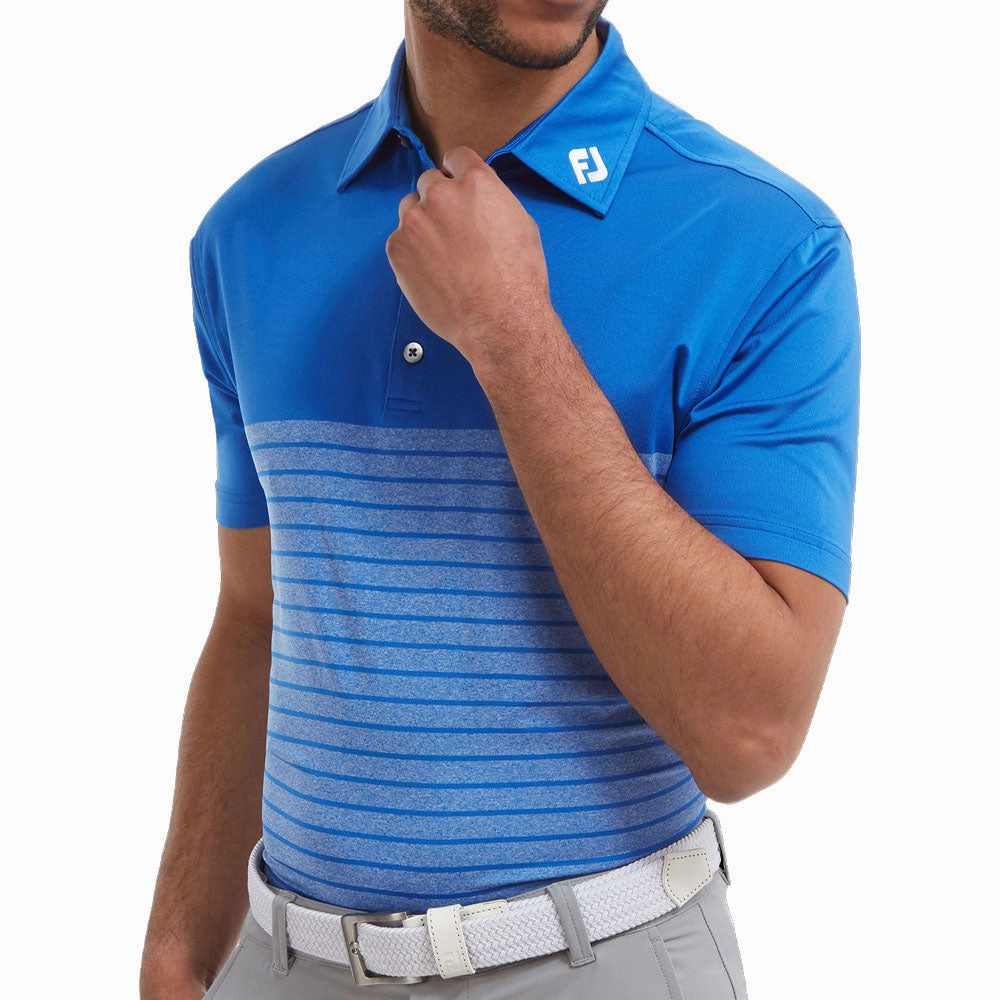 FootJoy Engineered Heather Striped Lisle Polo Shirt - Royal Casual Essentials