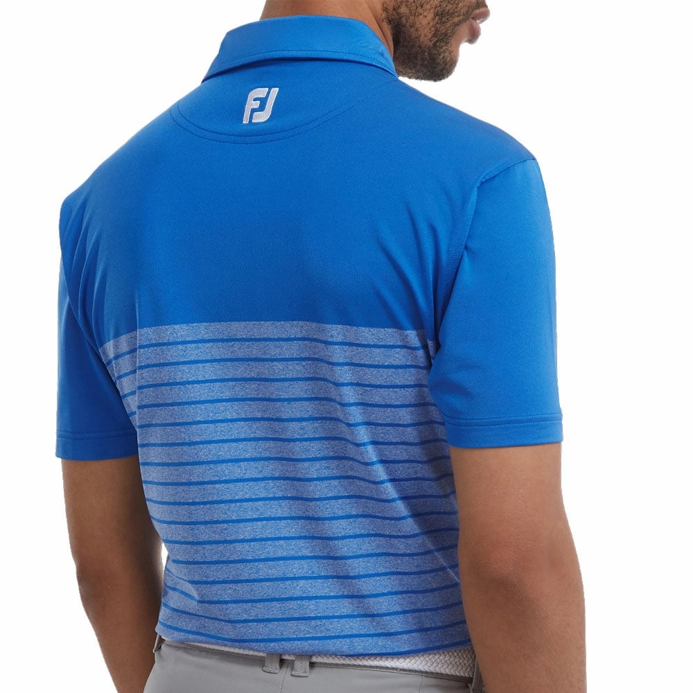 Cozy and Comfortable FootJoy Engineered Heather Striped Lisle Polo Shirt - Royal
