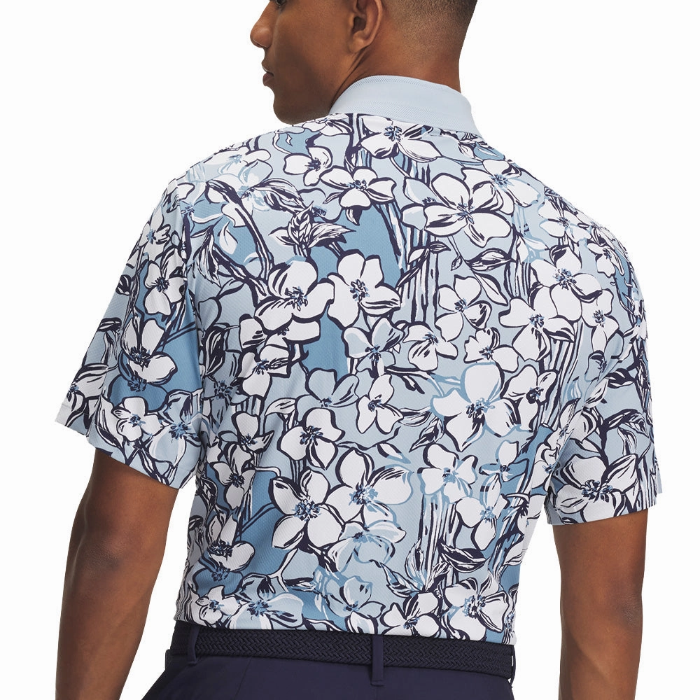 Under Armour Drive Chill Printed Polo Shirt - Blue Calm/White/Midnight Navy Soft and Lightweight