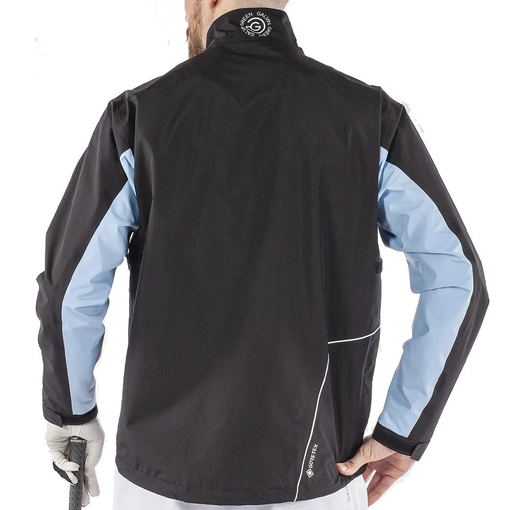 Galvin Green Abe Gore-Tex 1/2 Zip Waterproof Jacket - Blue Bell/Black/White Waist Belt Anti Pilling Texture