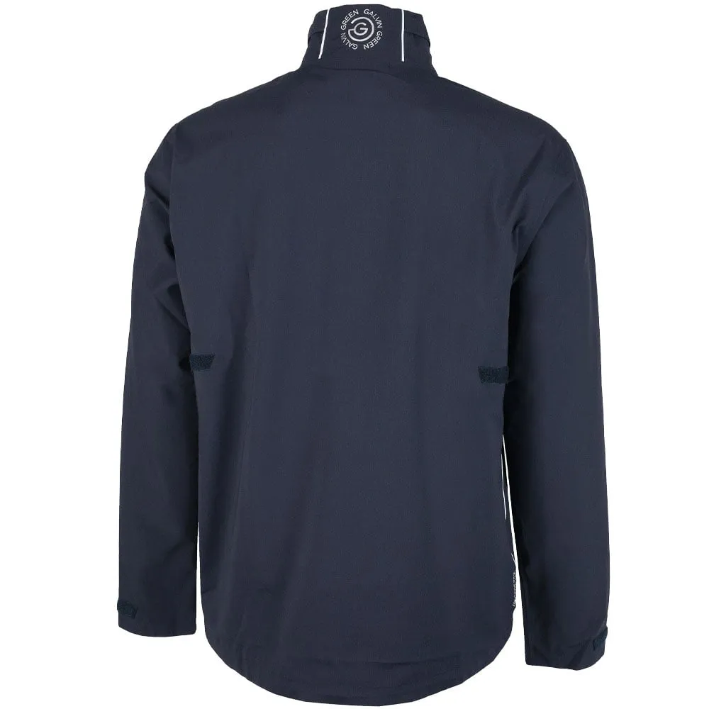 High Collar Structure NoiseReduciting Fabric Galvin Green Aden Gore-Tex Paclite 1/2 Zip Waterproof Jacket - Navy/White