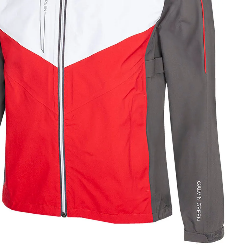 Galvin Green Armstrong Gore-Tex Paclite Jacket - Forged Iron/Red/White No Roll Collar Technology Athletic Tailored Fit
