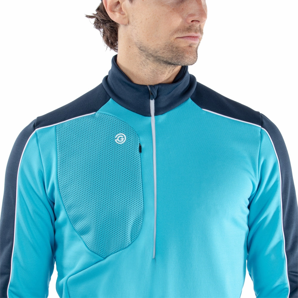 Cozy Layering Essential Fit Galvin Green Dave 1/4 Zip Pullover - Aqua/Navy