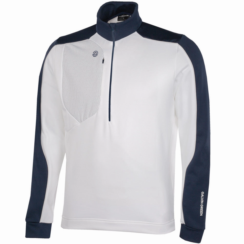Galvin Green Dave 1/4 Zip Pullover - White/Navy bag accents
