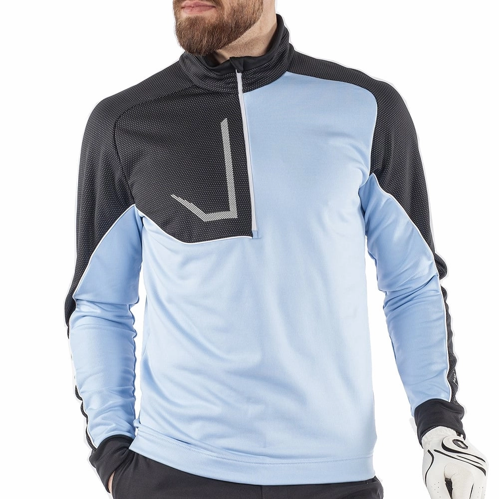 Galvin Green Daxton Insula 1/2 Zip Sweater - Blue Bell/Black/White Relaxed Fashion