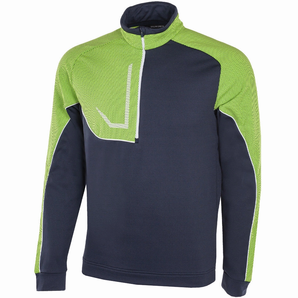 Satin Lining Galvin Green Daxton Insula 1/2 Zip Sweater - Navy/Lime/White
