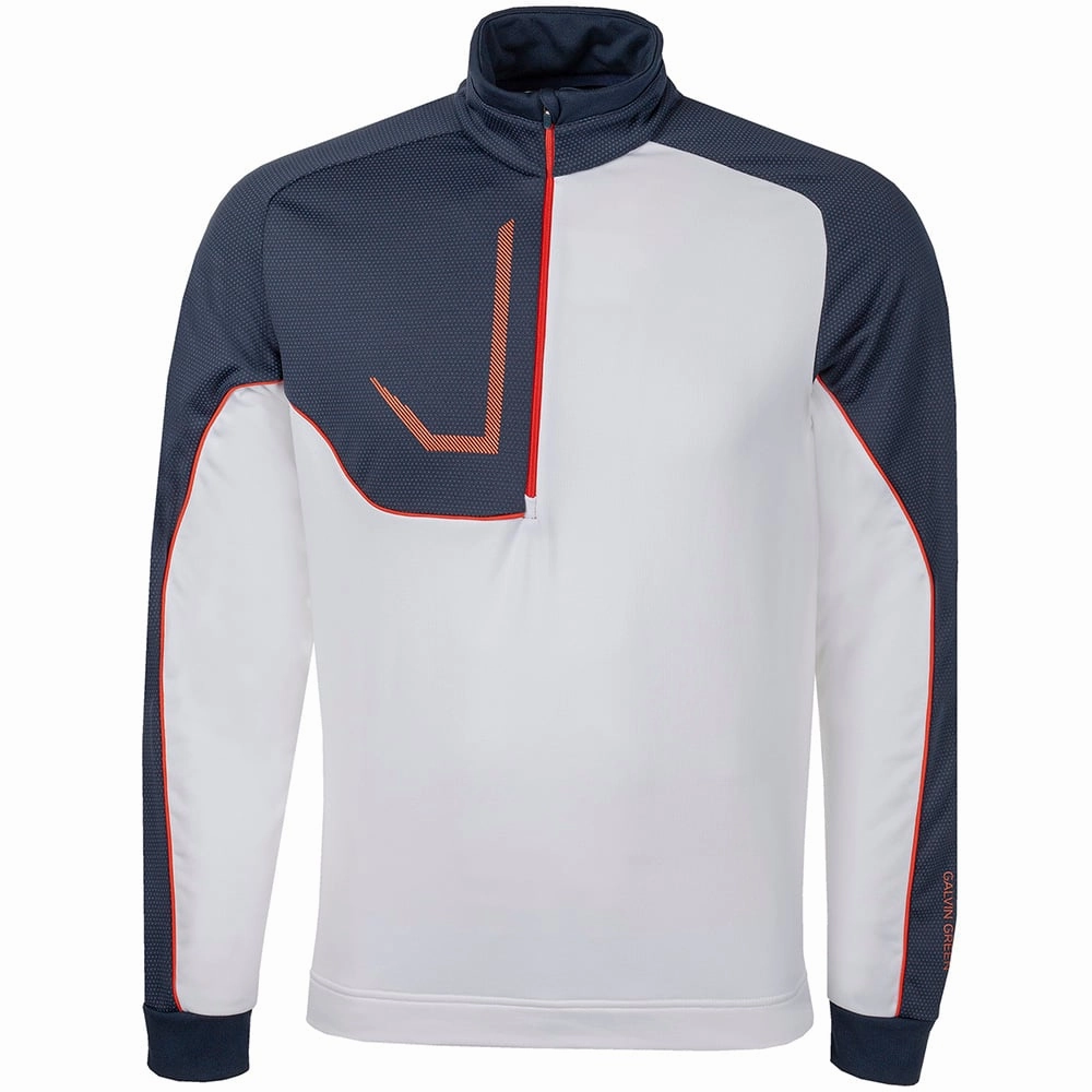 Relaxing Wear Sporty essentials Galvin Green Daxton Insula 1/4 Zip Pullover - White/Navy/Orange