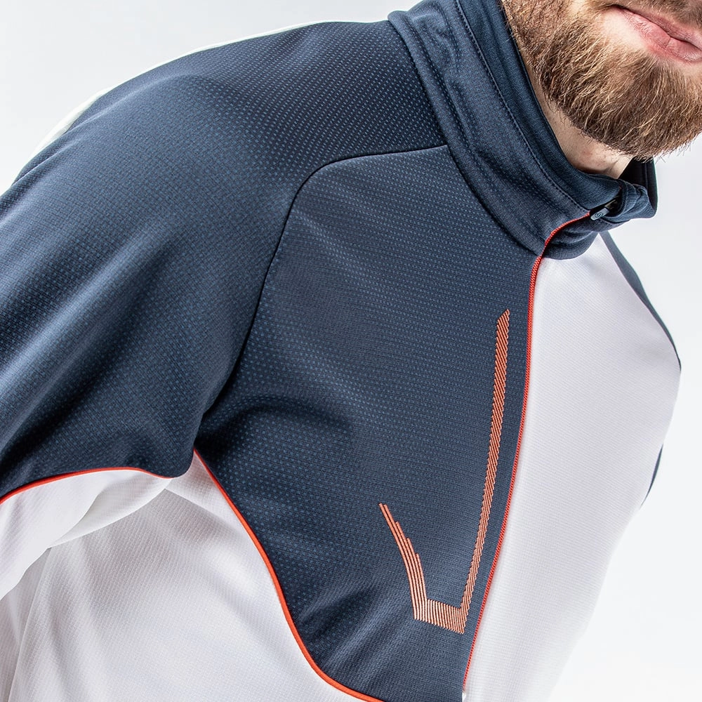 Everyday Wear Polyester Galvin Green Daxton Insula 1/4 Zip Pullover - White/Navy/Orange
