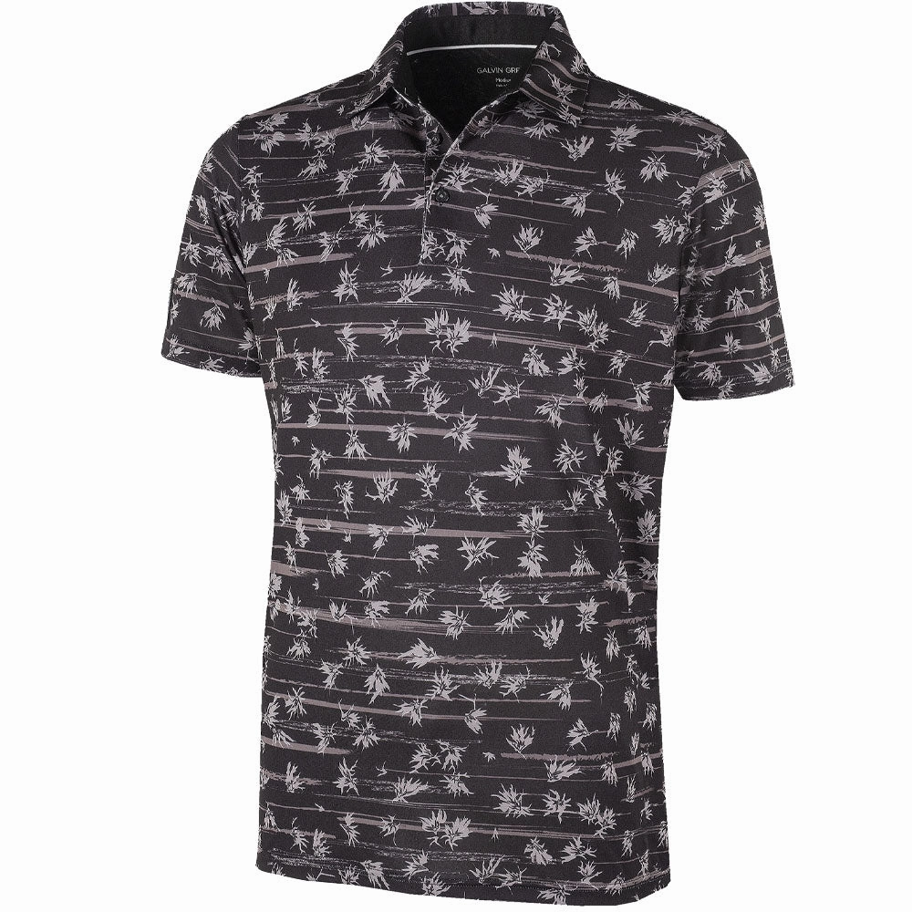 Galvin Green Malik Ventil8  Polo Shirt - Black/Sharkskin Seasonal Comfort