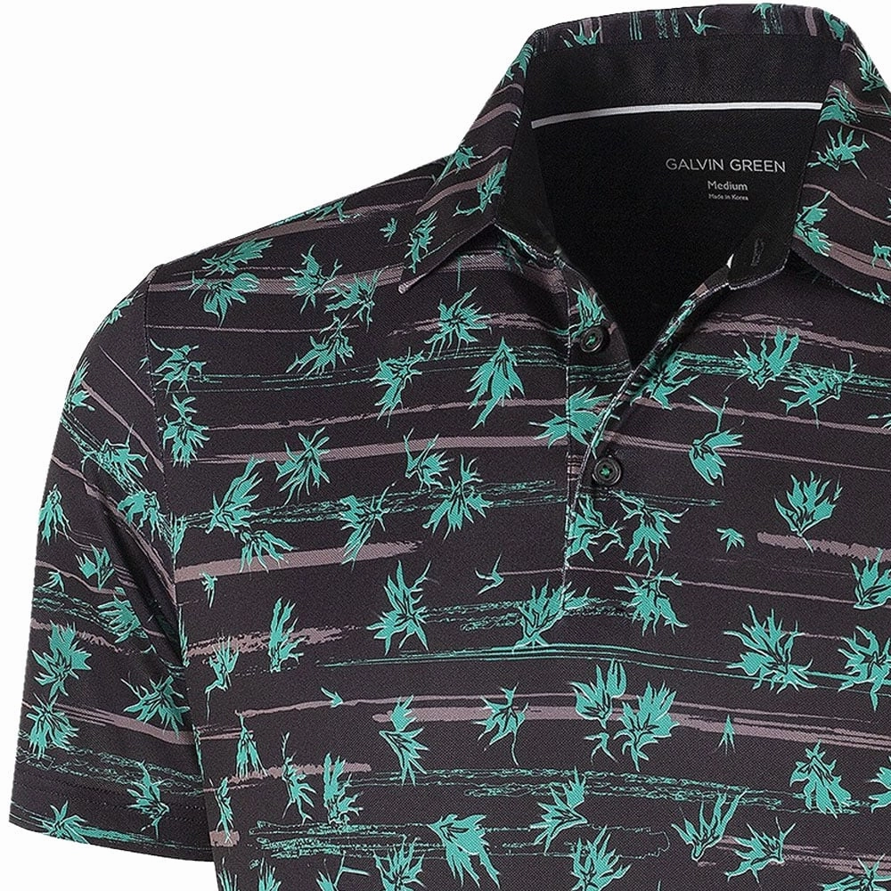 Galvin Green Malik Ventil8  Polo Shirt - Green/Black Seamless construction Natural Fiber Blend