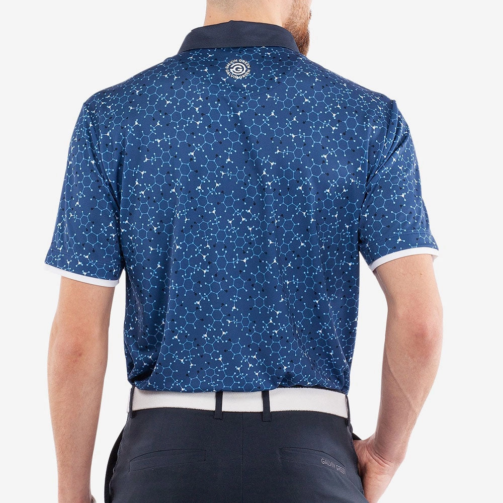 Stretchable Weave Galvin Green Mannix Polo Shirt - Blue/Navy