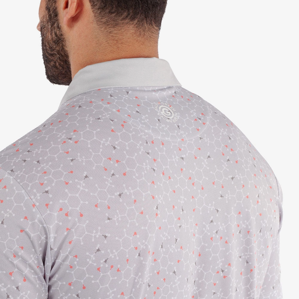 Anti Pill Surface Galvin Green Mannix Polo Shirt - Cool Grey/Coral