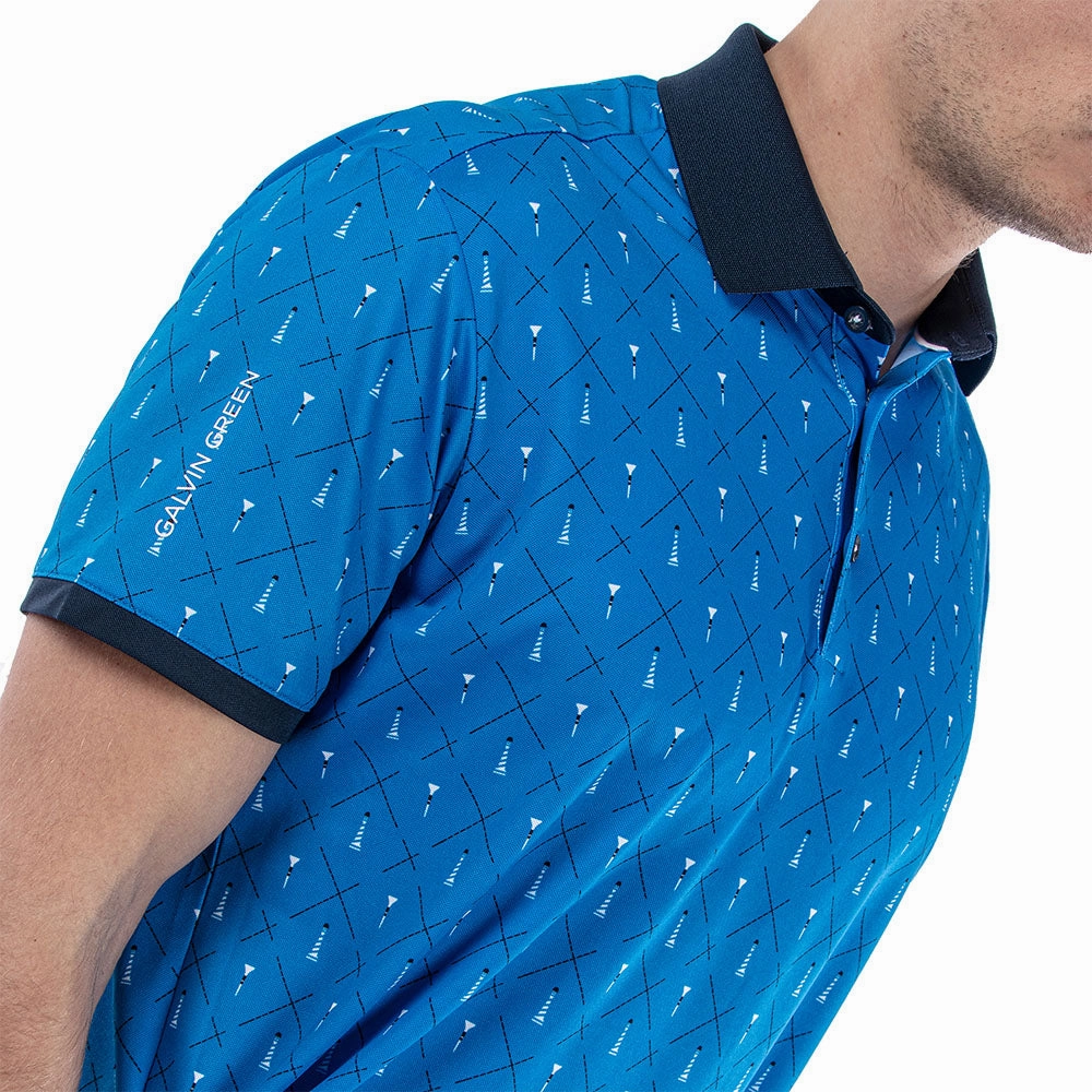 Galvin Green Manolo Ventil8  Polo Shirt - Blue/White/Navy Floral Print