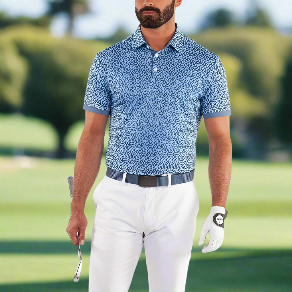 Galvin Green Manuel Polo Shirt - Moonlight Blue/White Cool and Relaxed