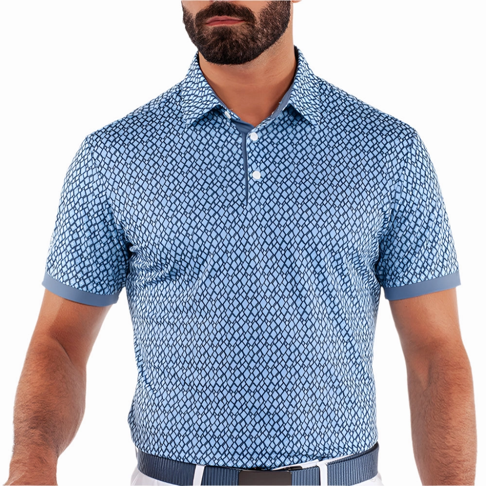 Galvin Green Manuel Polo Shirt - Moonlight Blue/White Versatile Top Soft Comfort Wear