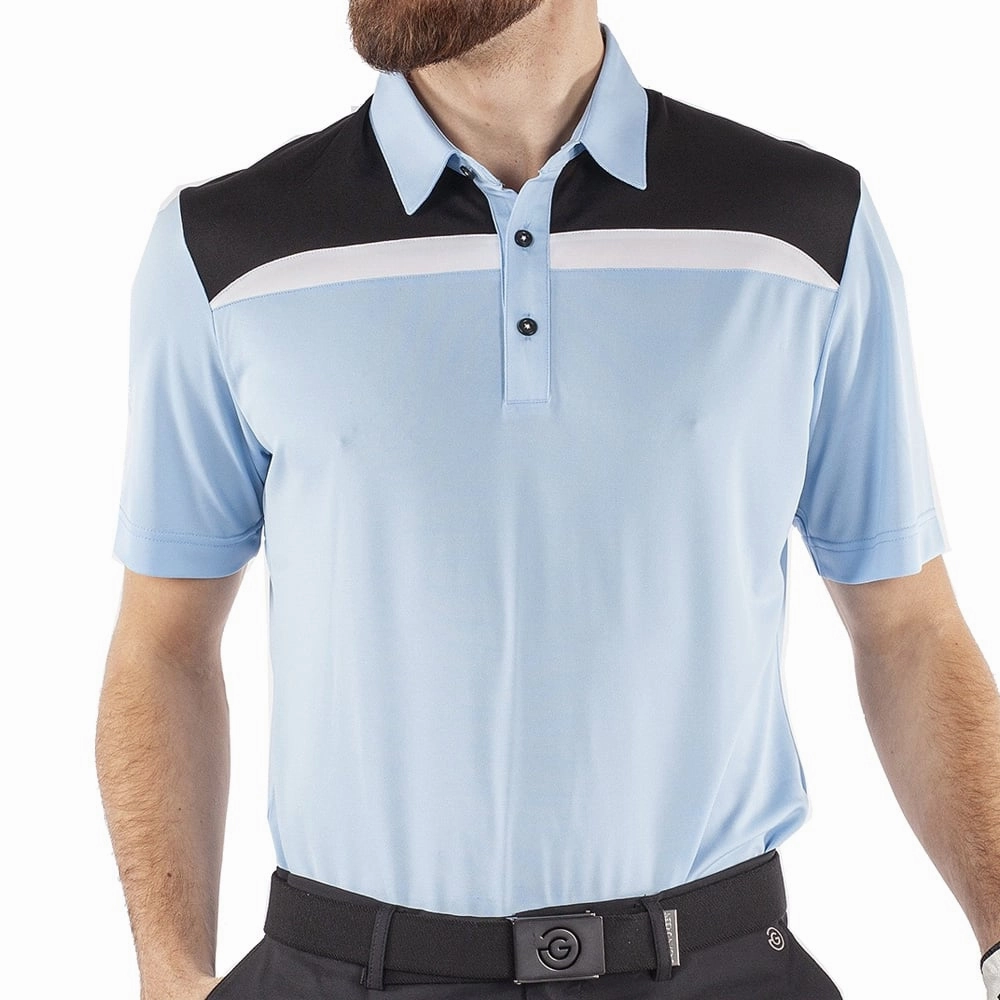 futuristic Galvin Green Mapping Ventil8  Polo Shirt - Blue Bell/Black/White