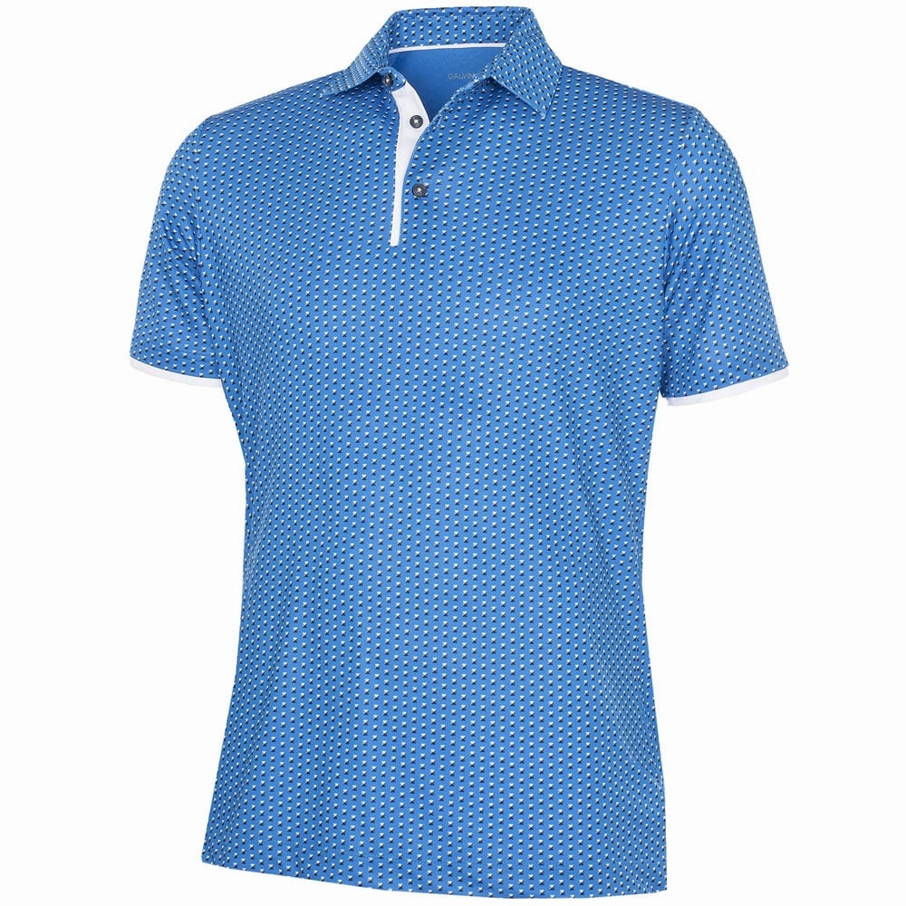 Galvin Green Mark V8  Polo Shirt - Blue/White Slim fit sleekness