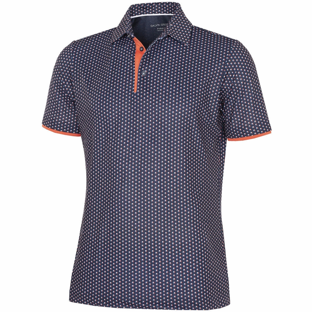 Galvin Green Mark V8  Polo Shirt - Navy/Orange Simple Wear