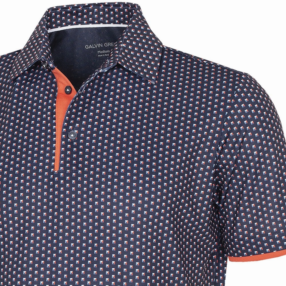 Premium Cotton Blend Effortless Fashion Galvin Green Mark V8  Polo Shirt - Navy/Orange