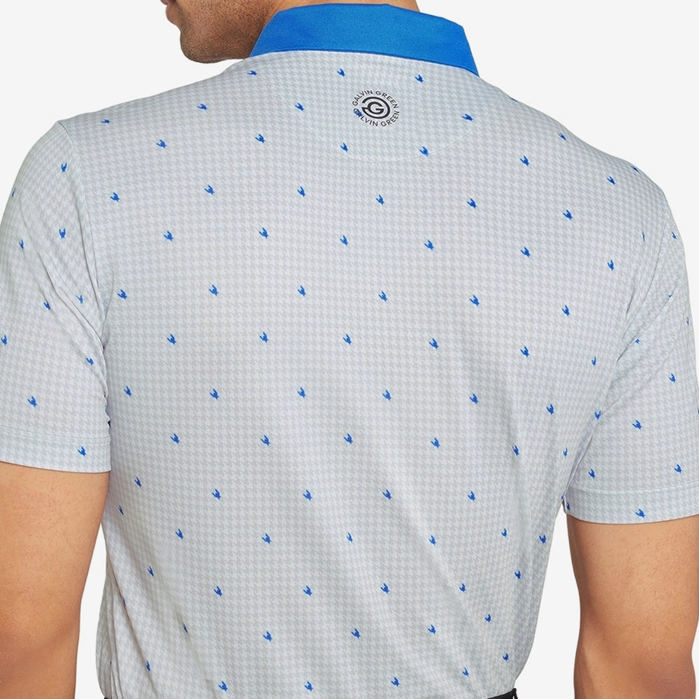Curved Hem Perfect Style Galvin Green Marley Polo Shirt - White/Royal Blue