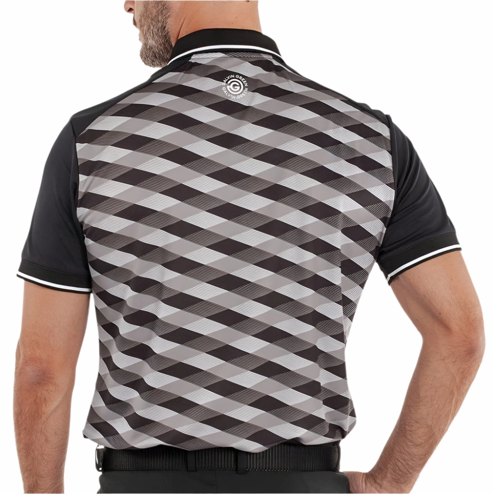 Moisture Management Anti Bacterial Treatment Galvin Green Marlon Polo Shirt - Black/Sharkskin
