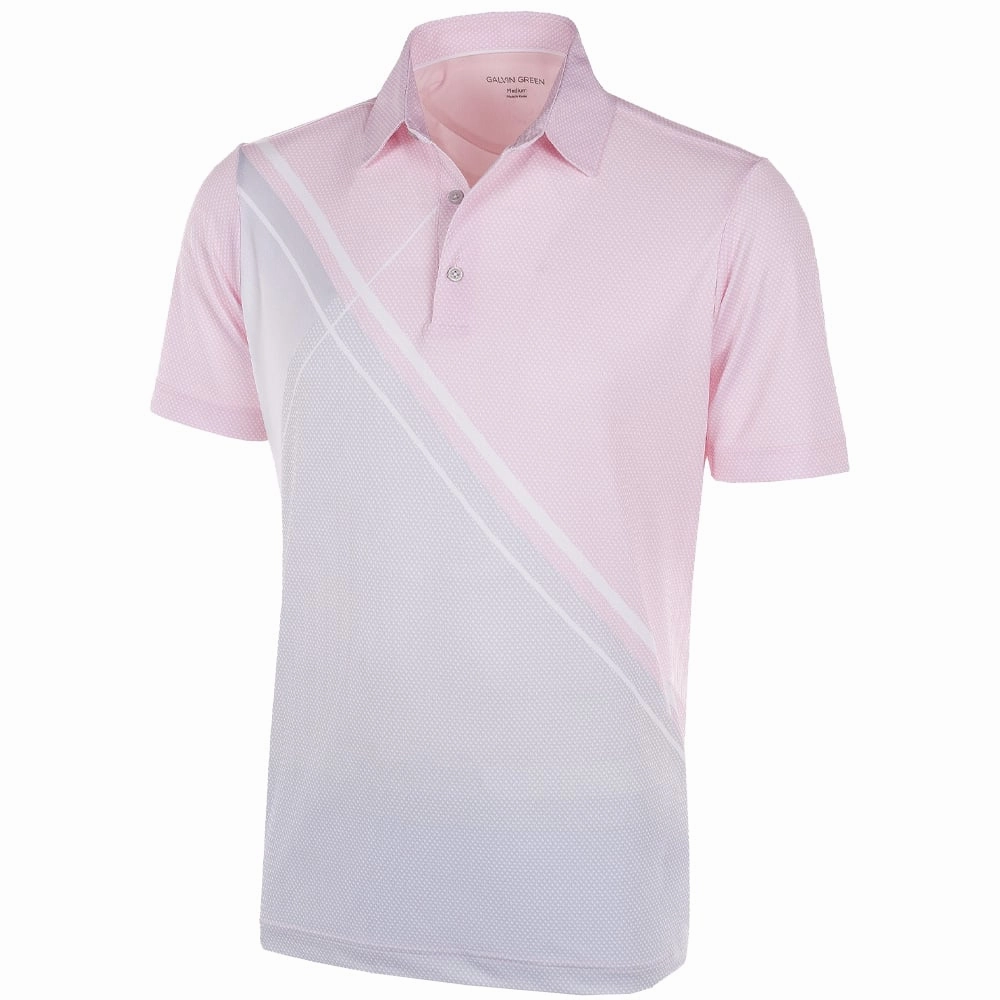 Galvin Green Martin Ventil8  Polo Shirt - Light Pink/Cool Grey/White Modern Smart Breathable fabric