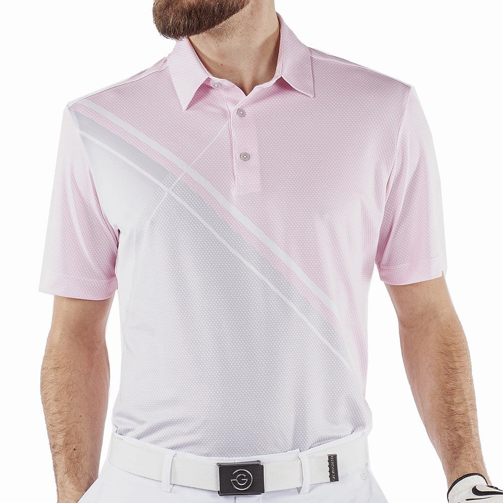 Galvin Green Martin Ventil8  Polo Shirt - Light Pink/Cool Grey/White High-Quality Fabric City Look