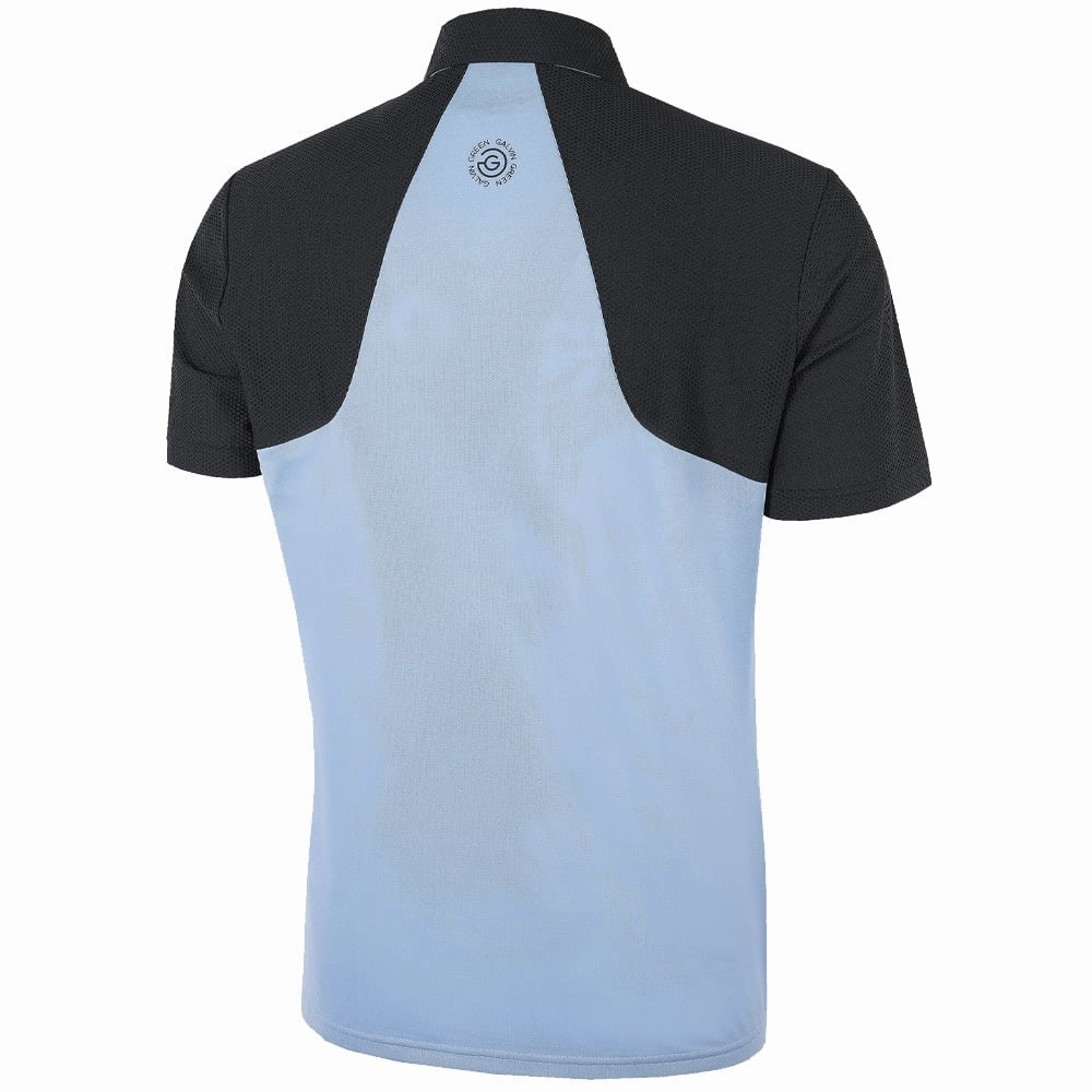 Garment Washed Texture Galvin Green Massimo Ventil8  Polo Shirt - Blue Bell/Black