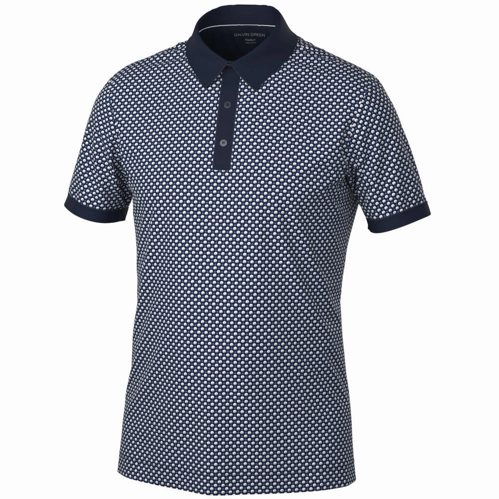 Galvin Green Mate Polo Shirt - Cool Grey/Navy Long Sleeve Easy Comfort
