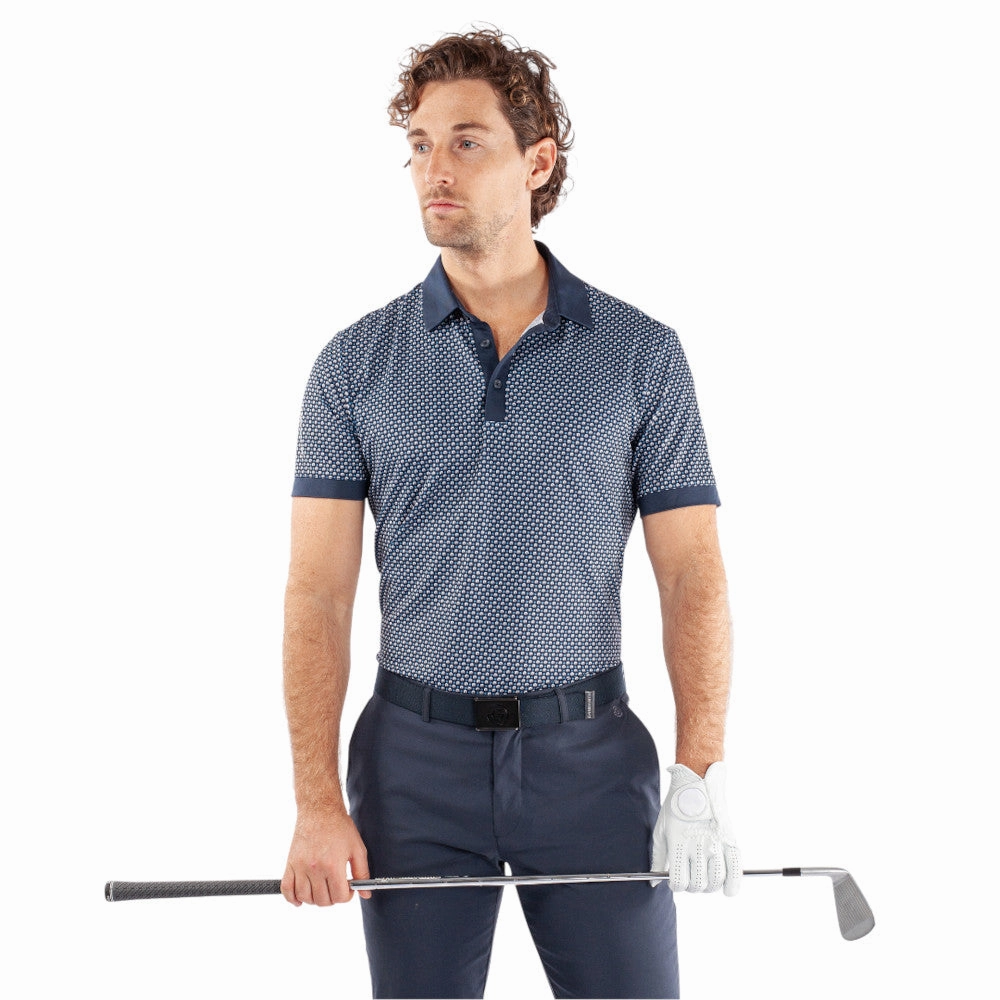 Galvin Green Mate Polo Shirt - Cool Grey/Navy Anti Pilling Finish