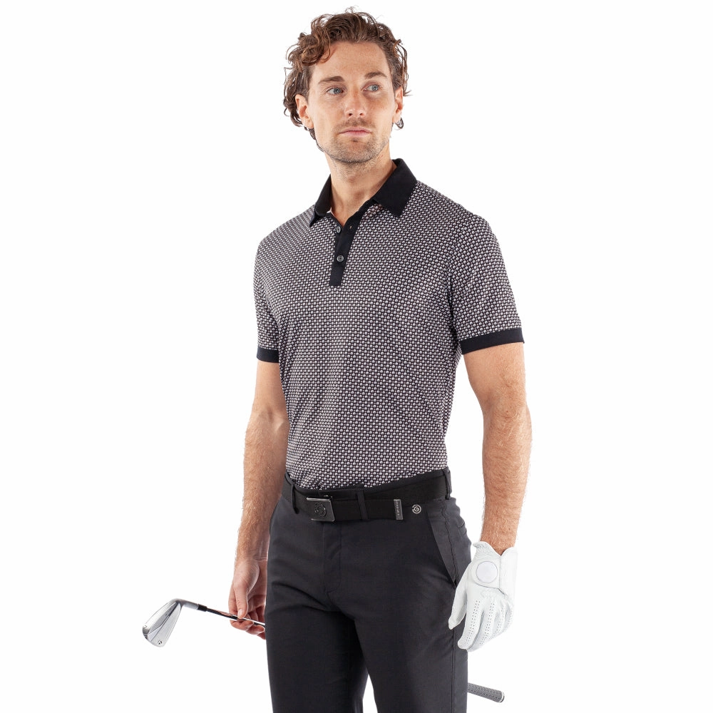 Galvin Green Mate Polo Shirt - Sharkskin/Black Geometric precision Urban Trend