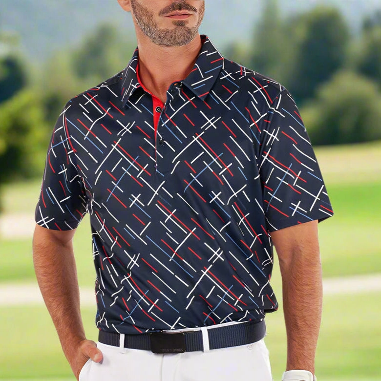 Galvin Green Mathias Polo Shirt - Navy/Red Non Iron Fabric