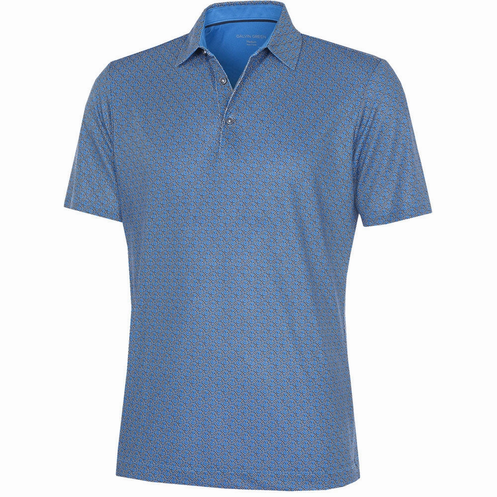 Galvin Green Mauro V8  Polo Shirt - Blue/White Playful Design