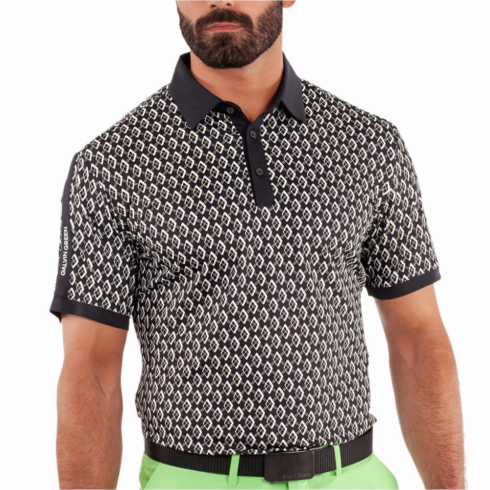 Galvin Green Maxwell Polo Shirt - Black/Fresh Green Value for Money Trendy Comfort Wear