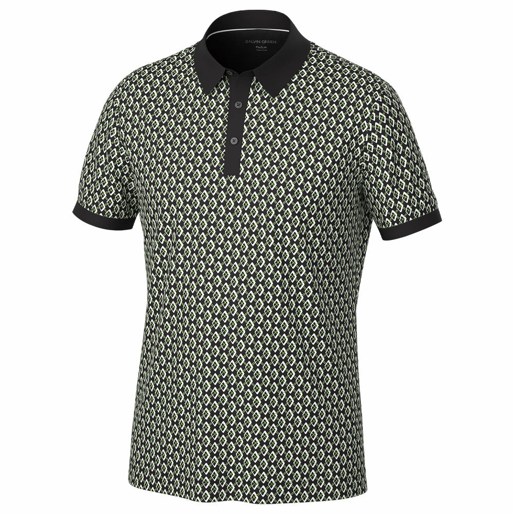 Fun Prints Chill Style Galvin Green Maxwell Polo Shirt - Black/Fresh Green