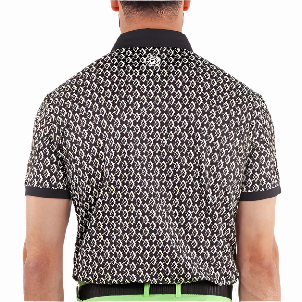 Galvin Green Maxwell Polo Shirt - Black/Fresh Green Comfortable Weave V neck style