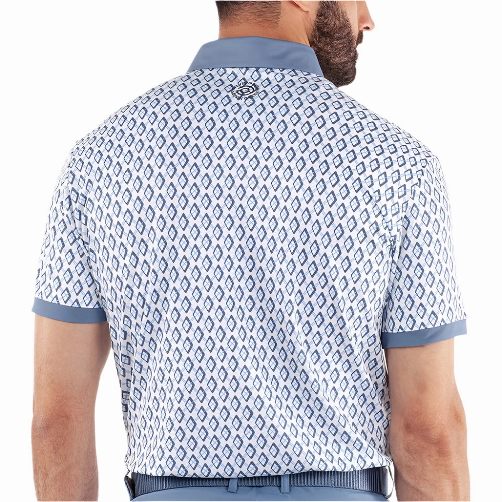 Cross Grain Knit Galvin Green Maxwell Polo Shirt - Moonlight Blue/White