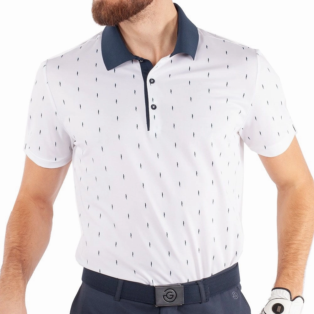 Galvin Green Mayson Ventil8  Polo Shirt - White/Navy Drop Shoulder Cut City Casual