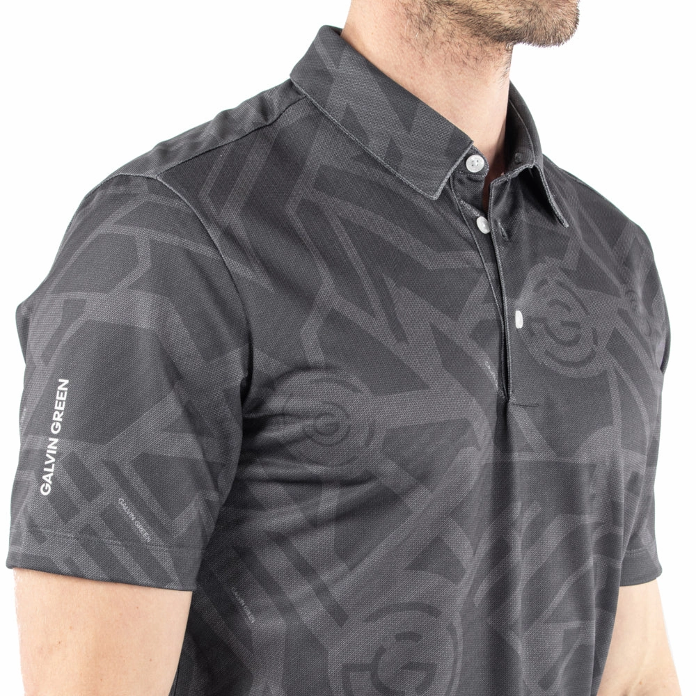 Lightweight Fashion Galvin Green Maze Polo Shirt - Black
