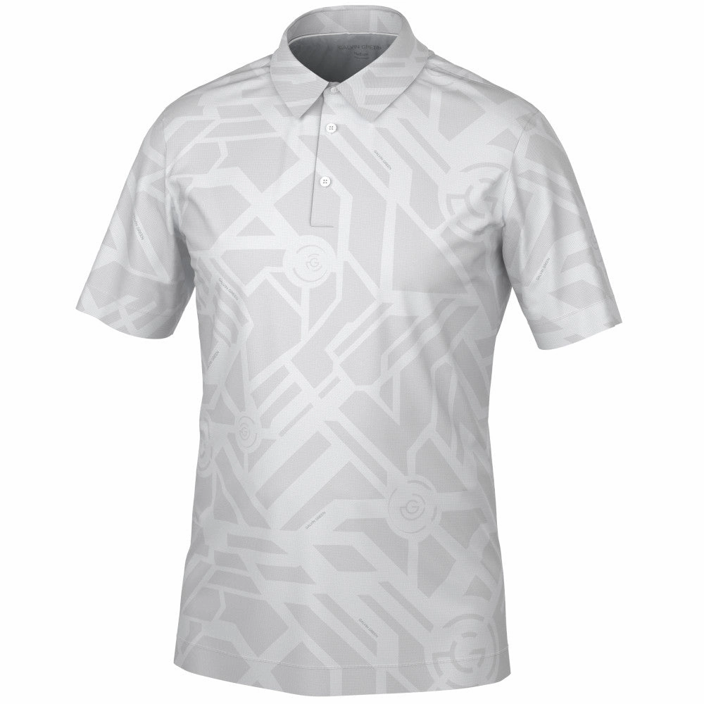 Soft Fabric Galvin Green Maze Polo Shirt - Cool Grey