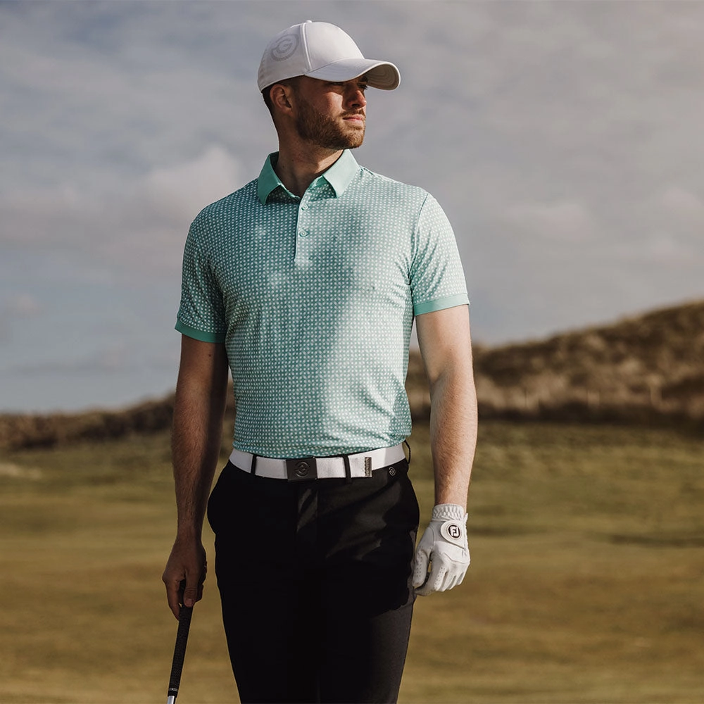 Galvin Green Melvin Polo Shirt - Atlantis Green/White Cozy And Stylish Layered Sleeve Construction