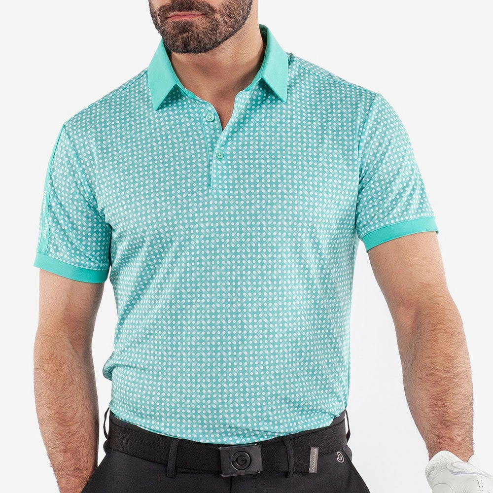 Galvin Green Melvin Polo Shirt - Atlantis Green/White Spandex Enhanced Elasticity Luxurious