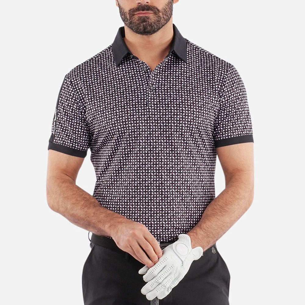 Galvin Green Melvin Polo Shirt - Black/White Non Restrictive Fit easy to pair