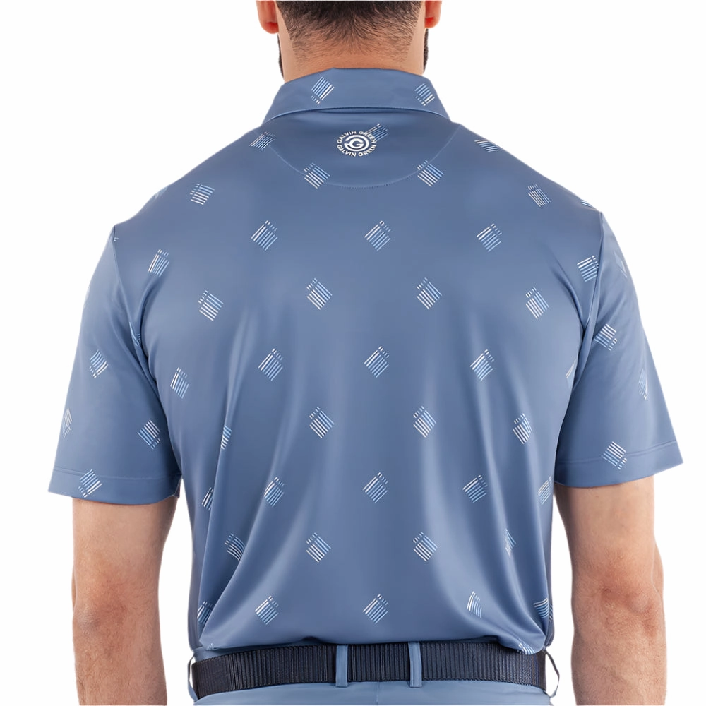 High Density Cotton Garment Dyed Technique Galvin Green Memo Polo Shirt - Moonlight Blue