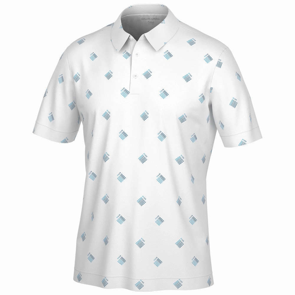 Boat Neck Travel Style Galvin Green Memo Polo Shirt - White