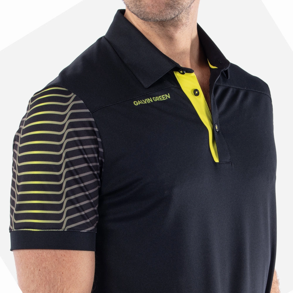 Casual layering piece Galvin Green Milion Polo Shirt - Black/Sunny Lime