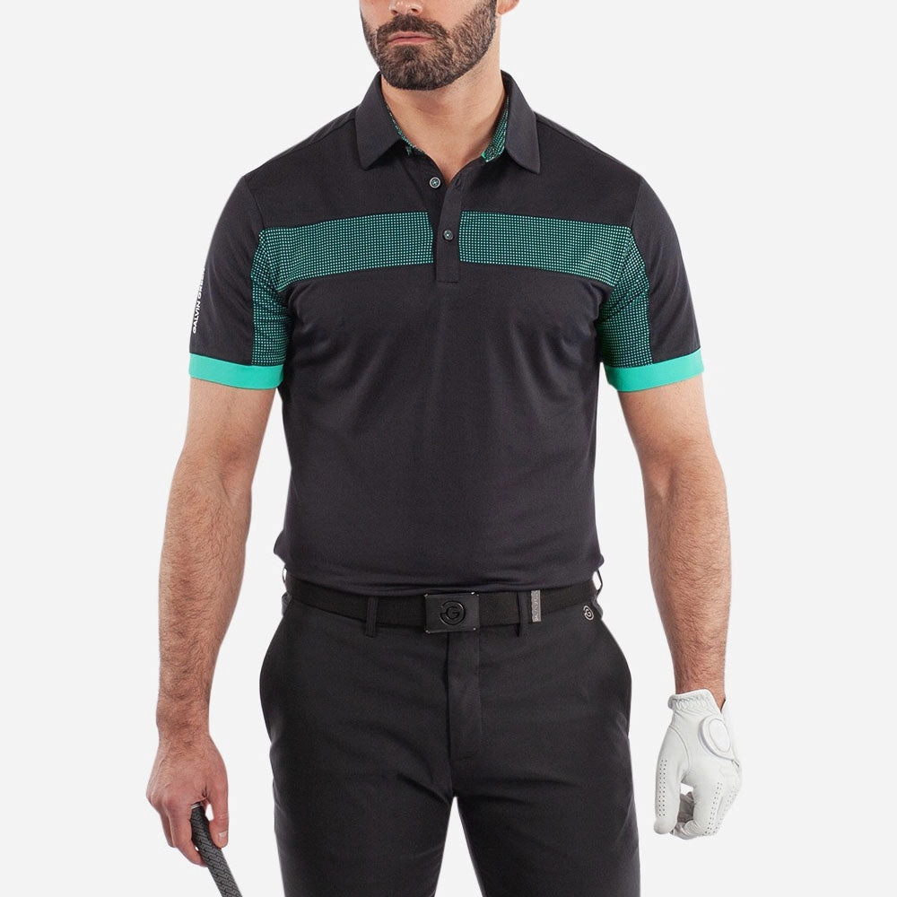 Seasonal Smart All-Season Comfort Galvin Green Mills Polo Shirt - Black/Atlantis Green