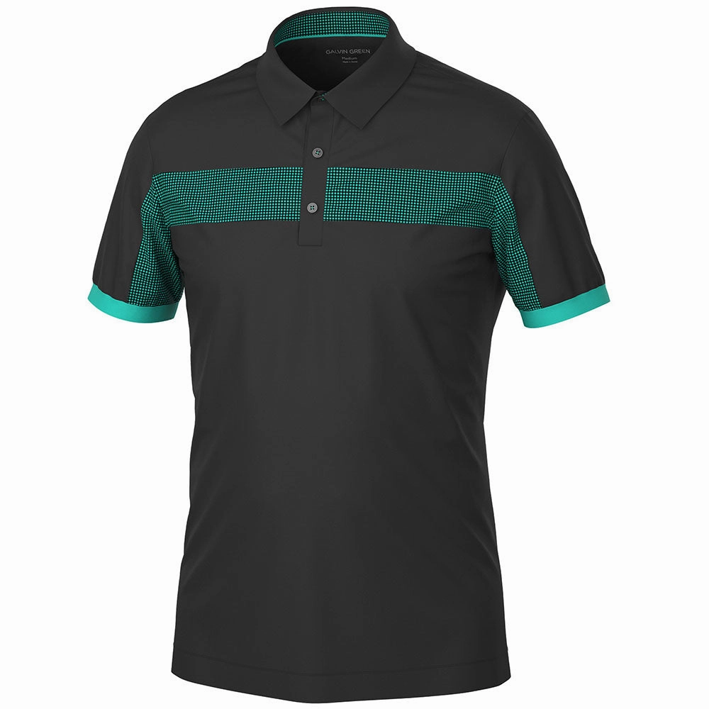 Galvin Green Mills Polo Shirt - Black/Atlantis Green SoftenedNeckline Comfort and style